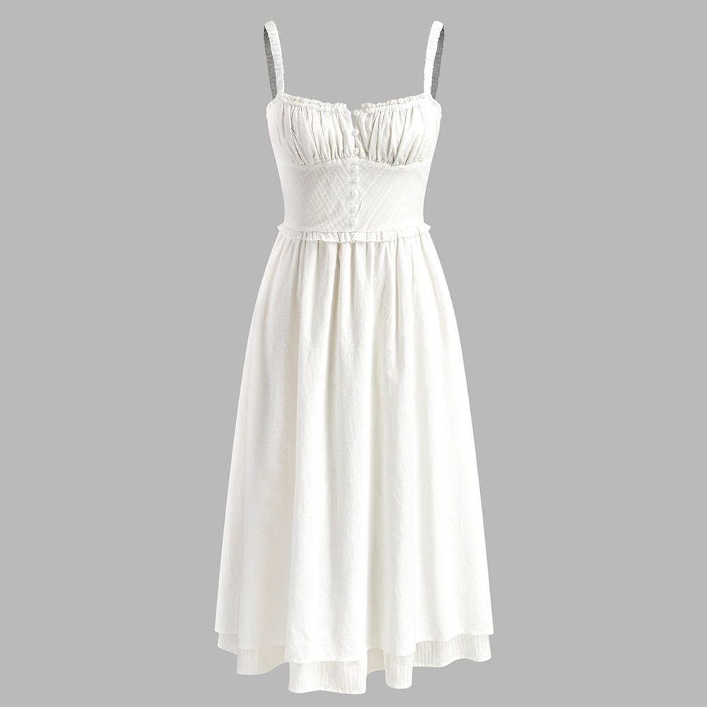 Commense Ruffle Hem Cami Plain Midi Dress - Picture 6 of 16